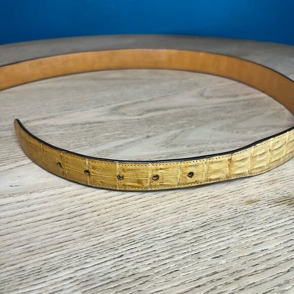 Ammons Boots Authentic Caiman Alligator Belt Tan Camel 1” Buckle Western Rodeo - Picture 7 of 8